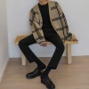 MYQ men's autumn new cardigan knitted sweater, Korean-style trendy and laid-back coat, loose and versatile sweater trend Specification image